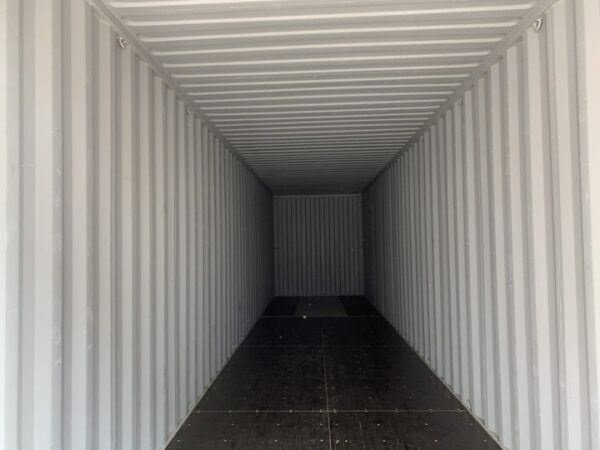 Neuer gut sichtbarer orangefarbener 40′ High Cube „One Trip“-Lagercontainer. – Bild 7