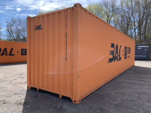 Neuer gut sichtbarer orangefarbener 40′ High Cube „One Trip“-Lagercontainer. – Bild 15