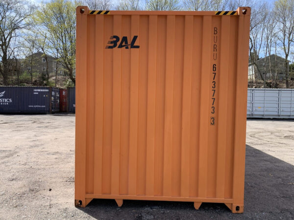 Neuer gut sichtbarer orangefarbener 40′ High Cube „One Trip“-Lagercontainer. – Bild 16